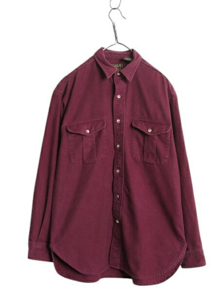 90s USA製 エディーバウアー コットン シャモア クロス シャツ メンズ M / 90年代 オールド Eddie Bauer 黒タグ ネルシャツ 長袖シャツ 赤