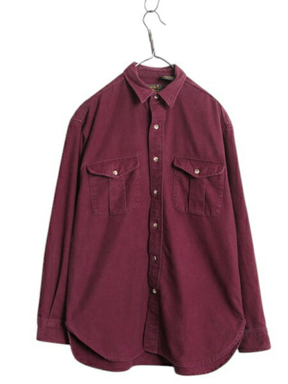 90s USA製 エディーバウアー コットン シャモア クロス シャツ メンズ M / 90年代 オールド Eddie Bauer 黒タグ ネルシャツ 長袖シャツ 赤