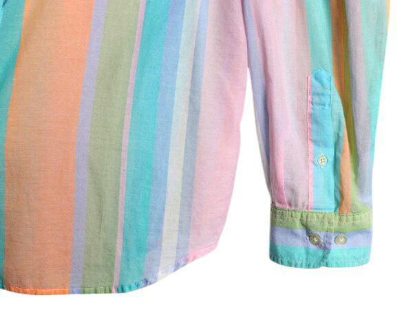 90s LAUREN ラルフローレン ストライプ 長袖 シャツ レディース L / オールド ポロ コットン 長袖シャツ ブラウス パステル マルチカラー