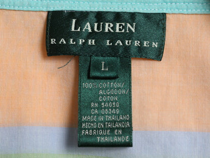 90s LAUREN ラルフローレン ストライプ 長袖 シャツ レディース L / オールド ポロ コットン 長袖シャツ ブラウス パステル マルチカラー