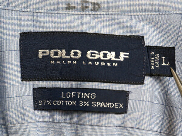 90s ポロゴルフ ラルフローレン チェック 長袖 シャツ メンズ L オールド ポロ 長袖シャツ ストレッチ ポニー無し ワイシャツ ポケット付き