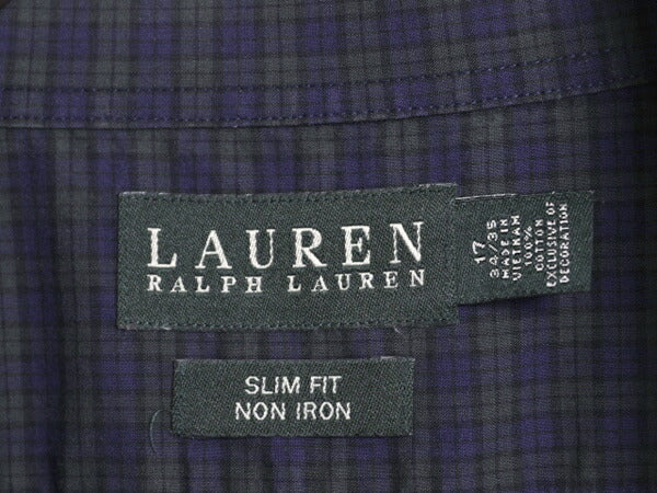 00s LAUREN ラルフローレン ブラックウォッチ チェック ボタンダウン シャツ メンズ XL 程/ オールド ポロ コットン SLIM FIT ノーアイロン