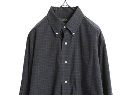 00s LAUREN ラルフローレン ブラックウォッチ チェック ボタンダウン シャツ メンズ XL 程/ オールド ポロ コットン SLIM FIT ノーアイロン