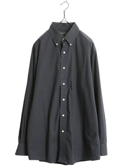 00s LAUREN ラルフローレン ブラックウォッチ チェック ボタンダウン シャツ メンズ XL 程/ オールド ポロ コットン SLIM FIT ノーアイロン