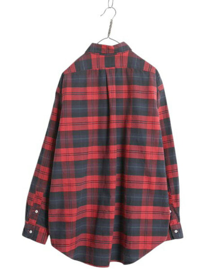 90s THE BIG SHIRT ラルフローレン チェック オックスフォード 長袖 ボタンダウン シャツ メンズ L オールド ポロ ビッグシャツ 長袖シャツ
