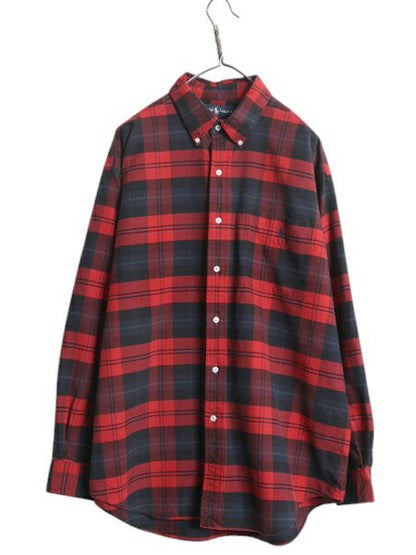 90s THE BIG SHIRT ラルフローレン チェック オックスフォード 長袖 ボタンダウン シャツ メンズ L オールド ポロ ビッグシャツ 長袖シャツ