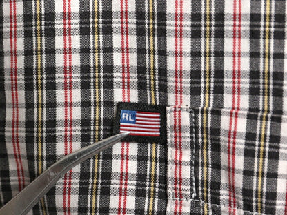 ラルフローレン チェック 長袖 シャツ メンズ L / 古着 POLO JEANS CO ポロ コットン マルチカラー 薄手 ポケット付き 星条旗 ワンポイント