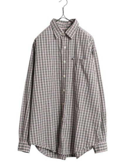 ラルフローレン チェック 長袖 シャツ メンズ L / 古着 POLO JEANS CO ポロ コットン マルチカラー 薄手 ポケット付き 星条旗 ワンポイント