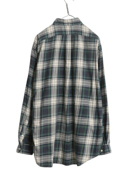 90s ラルフローレン チェック ボタンダウン 長袖 フランネル シャツ メンズ L / 90年代 オールド ポロ 長袖シャツ ネルシャツ マルチカラー