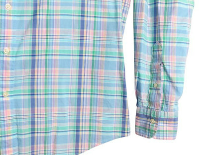 ポロ ラルフローレン チェック 長袖 シャツ メンズ XL / 古着 コットン ストレッチ スリムフィット ワンポイント 長袖シャツ 大きいサイズ