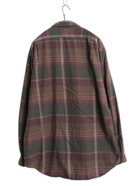 90s ポロ ラルフローレン チェック フランネル シャツ メンズ XL / オールド コットン 大きいサイズ ネルシャツ マルチカラー ポニー無し