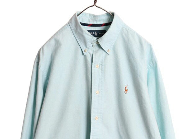 90s ラルフローレン オックスフォード 長袖 ボタンダウン シャツ メンズ XL / オールド ポロ 長袖シャツ ワイシャツ マチ付き 大きいサイズ