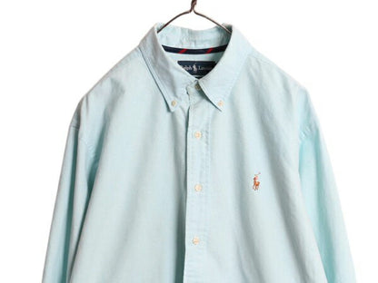 90s ラルフローレン オックスフォード 長袖 ボタンダウン シャツ メンズ XL / オールド ポロ 長袖シャツ ワイシャツ マチ付き 大きいサイズ