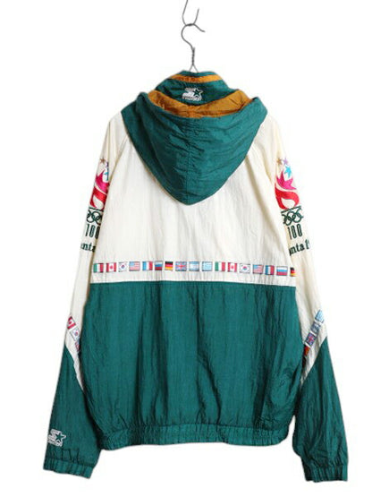 90s スターター ナイロン アノラック フード パーカー ジャケット メンズ L オールド アトランタ オリンピック オフィシャル ハーフジップ