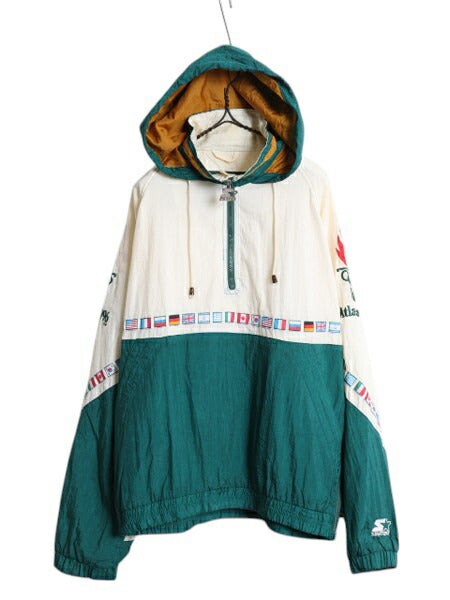 90s スターター ナイロン アノラック フード パーカー ジャケット メンズ L オールド アトランタ オリンピック オフィシャル ハーフジップ