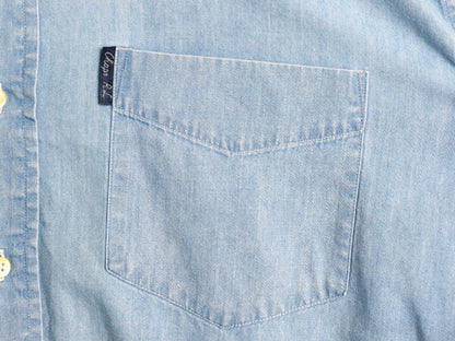 90s チャップス ラルフローレン バンドカラー 長袖 シャンブレー シャツ メンズ M オールド ポロ 100% コットン ワンポイント ポケット付き