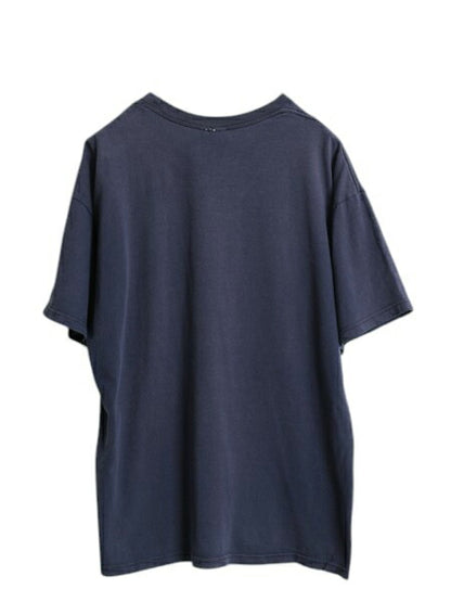 00s ナイキ スモール スウッシュ 刺繍 半袖 Tシャツ メンズ M オールド コットン ワンポイント クルーネック シンプル カットソー ネイビー