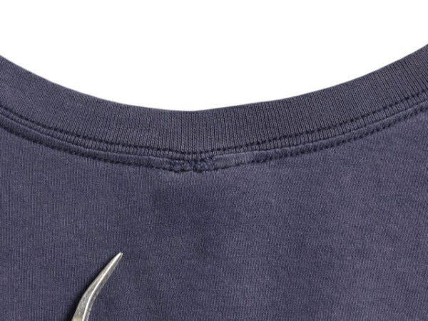 00s ナイキ スモール スウッシュ 刺繍 半袖 Tシャツ メンズ M オールド コットン ワンポイント クルーネック シンプル カットソー ネイビー