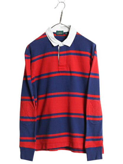 90s ジェイクルー ボーダー 長袖 ラガーシャツ メンズ S 古着 オールド 巨人タグ 長袖シャツ ポロシャツ ラグビー コットン ヘビーウェイト