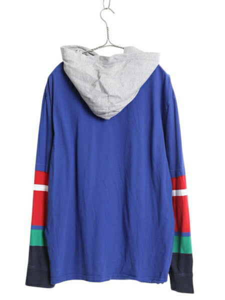 ポロ ラルフローレン フード付き プリント 長袖 Tシャツ メンズ L / ボーダー パーカー プルオーバー カットソー マルチカラー  レイヤード