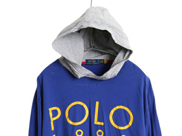 ポロ ラルフローレン フード付き プリント 長袖 Tシャツ メンズ L / ボーダー パーカー プルオーバー カットソー マルチカラー  レイヤード