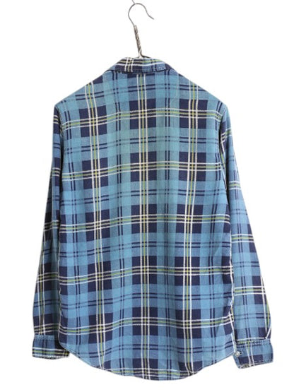 70s チェック 長袖 フランネル シャツ メンズ S / ヴィンテージ 長袖シャツ プリント ネルシャツ ポケット付き ノーアイロン コットン 薄手