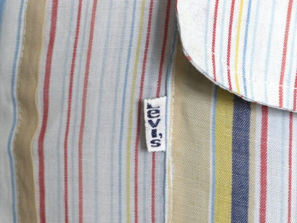 70s リーバイス ストライプ クレリック シャツ メンズ M 古着 ヴィンテージ 長袖シャツ ドレス ワイシャツ ポケット付き マルチカラー 薄手