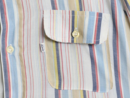 70s リーバイス ストライプ クレリック シャツ メンズ M 古着 ヴィンテージ 長袖シャツ ドレス ワイシャツ ポケット付き マルチカラー 薄手