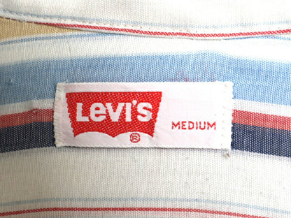 70s リーバイス ストライプ クレリック シャツ メンズ M 古着 ヴィンテージ 長袖シャツ ドレス ワイシャツ ポケット付き マルチカラー 薄手