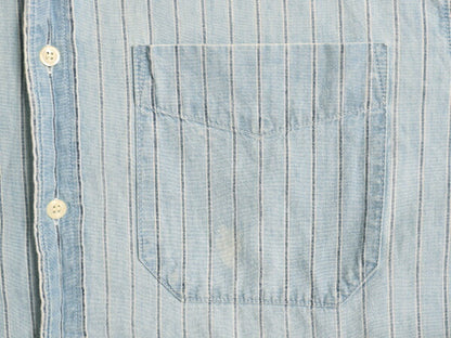 90s オールド ギャップ ストライプ 長袖 シャンブレー ボタンダウン シャツ メンズ M 長袖シャツ 100% コットン 紺タグ ポケット付き BD 青