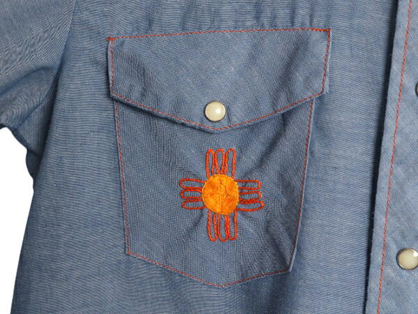 70s ビッグマック ハンドメイド 刺繍 長袖 シャンブレー ウエスタン シャツ メンズ M レディース L 程 1点物 ヴィンテージ 長袖シャツ 薄手