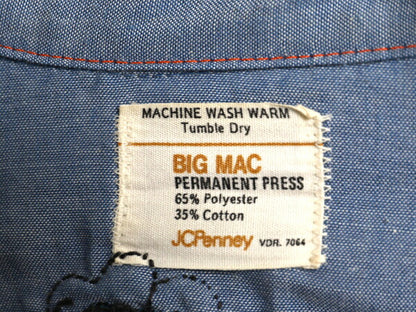 70s ビッグマック ハンドメイド 刺繍 長袖 シャンブレー ウエスタン シャツ メンズ M レディース L 程 1点物 ヴィンテージ 長袖シャツ 薄手