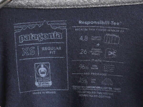 20年製 パタゴニア 両面 プリント 長袖 Tシャツ メンズ XS / 古着 Patagonia アウトドア ロンT プリントT ロゴT フィッツロイ P6 ネイビー