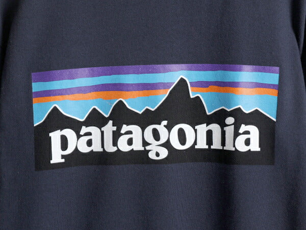 20年製 パタゴニア 両面 プリント 長袖 Tシャツ メンズ XS / 古着 Patagonia アウトドア ロンT プリントT ロゴT フィッツロイ P6 ネイビー