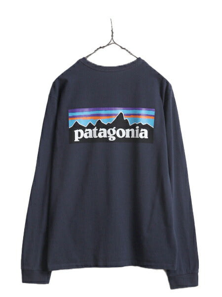 20年製 パタゴニア 両面 プリント 長袖 Tシャツ メンズ XS / 古着 Patagonia アウトドア ロンT プリントT ロゴT フィッツロイ P6 ネイビー