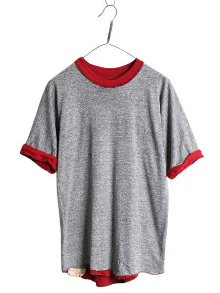 80s USA製 ラッセル 無地 リバーシブル 半袖 Tシャツ メンズ M / ヴィンテージ クルーネック ソリッド ブランク カットソー ダブルフェイス