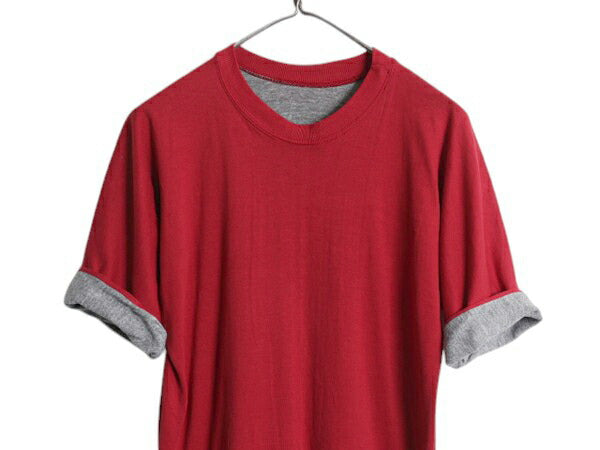 80s USA製 ラッセル 無地 リバーシブル 半袖 Tシャツ メンズ M / ヴィンテージ クルーネック ソリッド ブランク カットソー ダブルフェイス