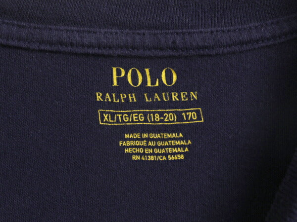 ポロベアー ポロ ラルフローレン プリント 半袖 Tシャツ キッズ XL メンズ M 程 古着 キャラクター 半袖Tシャツ シングルステッチ ネイビー