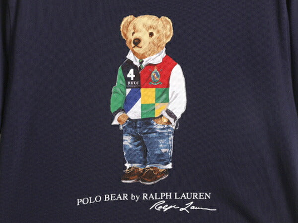 ポロベアー ポロ ラルフローレン プリント 半袖 Tシャツ キッズ XL メンズ M 程 古着 キャラクター 半袖Tシャツ シングルステッチ ネイビー