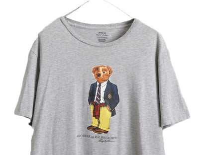 ポロベアー ポロ ラルフローレン プリント 半袖 Tシャツ メンズ XL 古着 キャラクター 半袖Tシャツ 大きいサイズ シングルステッチ グレー