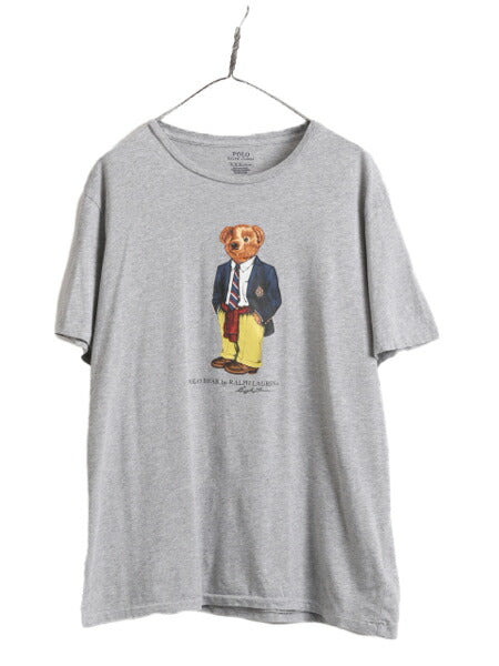 ポロベアー ポロ ラルフローレン プリント 半袖 Tシャツ メンズ XL 古着 キャラクター 半袖Tシャツ 大きいサイズ シングルステッチ グレー
