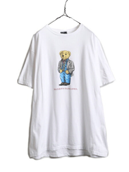 90s USA製 ポロベアー ポロ ラルフローレン プリント 半袖 Tシャツ メンズ  L 古着 / 90年代 オールド 半袖Tシャツ プリントT キャラクター