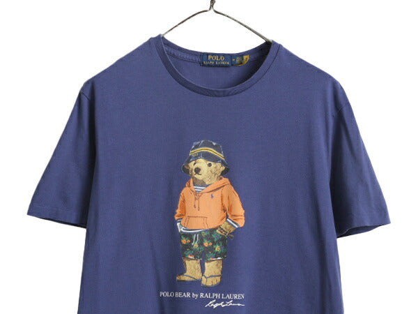 ポロベアー ポロ ラルフローレン プリント 半袖 Tシャツ メンズ レディース М キャラクター クルーネック シングルステッチ プリントT 青