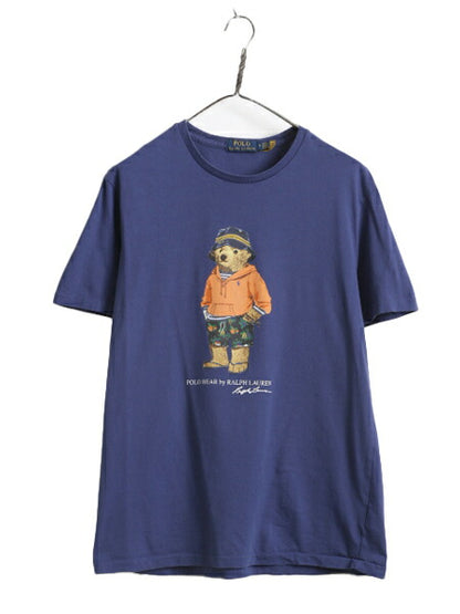 ポロベアー ポロ ラルフローレン プリント 半袖 Tシャツ メンズ レディース М キャラクター クルーネック シングルステッチ プリントT 青
