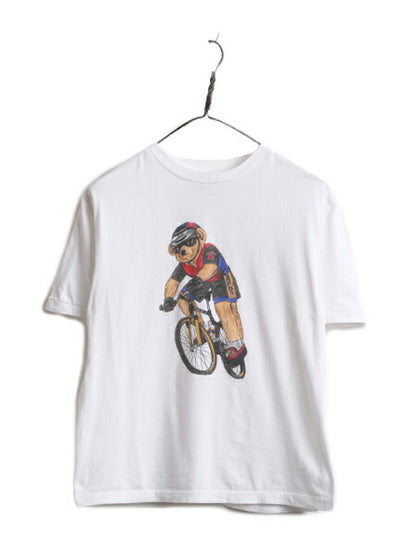90s ポロベア ポロ ラルフローレン プリント 半袖 Tシャツ メンズ レディース M 90年代 オールド 半袖Tシャツ プリントT シングルステッチ