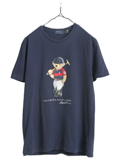 ポロベアー ポロ ラルフローレン プリント 半袖 Tシャツ メンズ レディース S / キャラクター プリントT クルーネック シングルステッチ 紺