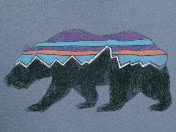 18年製 USA製 パタゴニア フィッツロイ ベア プリント 半袖 Tシャツ メンズ L Patagonia アウトドア グラフィック スリムフィット イラスト