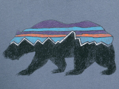 18年製 USA製 パタゴニア フィッツロイ ベア プリント 半袖 Tシャツ メンズ L Patagonia アウトドア グラフィック スリムフィット イラスト
