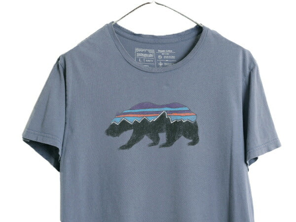 18年製 USA製 パタゴニア フィッツロイ ベア プリント 半袖 Tシャツ メンズ L Patagonia アウトドア グラフィック スリムフィット イラスト