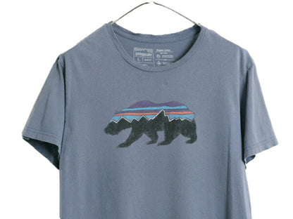 18年製 USA製 パタゴニア フィッツロイ ベア プリント 半袖 Tシャツ メンズ L Patagonia アウトドア グラフィック スリムフィット イラスト